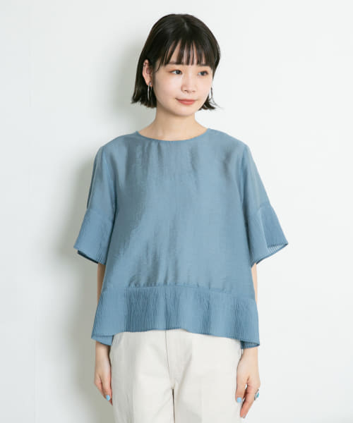 セール】『WEB/一部店舗限定』ミニプリーツ切替ブラウス