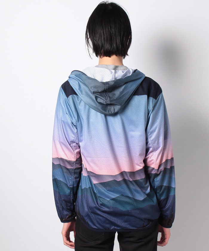 極美品 ゴースローキャラバン ゴブラン ノーカラージャケット L 総柄 切手柄 L/C総柄プリントパーカージャケット go slow caravan 350229