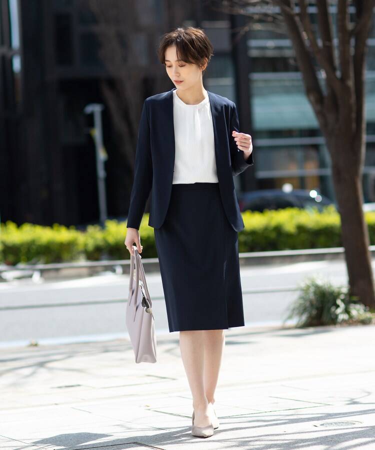 美品 BEIGE. 　人気モデル 洗える ノーカラージャケット 黒 L-size】CINDY / ダブルカラージャケット （ノーカラー