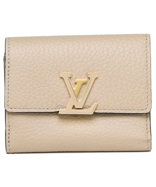 ルイヴィトン 三つ折り財布 ポルトフォイユカプシーヌ XS トリヨン ミニ財布 LVロゴ ベージュ ブラウン レディース LOUIS VUITTON M6874