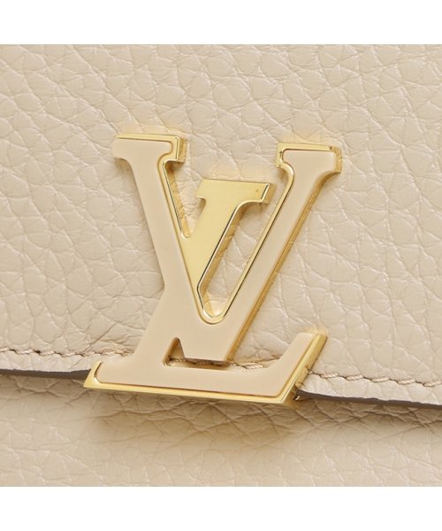 ルイヴィトン 三つ折り財布 ポルトフォイユカプシーヌ XS トリヨン ミニ財布 LVロゴ ベージュ ブラウン レディース LOUIS VUITTON M6874