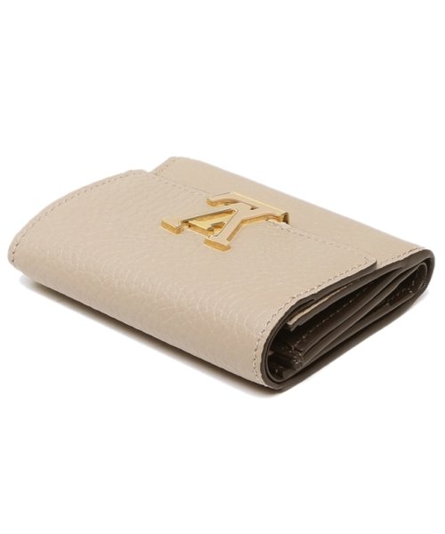 ルイヴィトン 三つ折り財布 ポルトフォイユカプシーヌ XS トリヨン ミニ財布 LVロゴ ベージュ ブラウン レディース LOUIS VUITTON M6874
