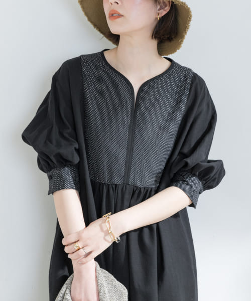 本物 美品 コレクションモデル グッチ ドット スクエア柄 半袖 ワンピース F by ROSSO ドット柄切替カフタンワンピース(504610042) | URBAN