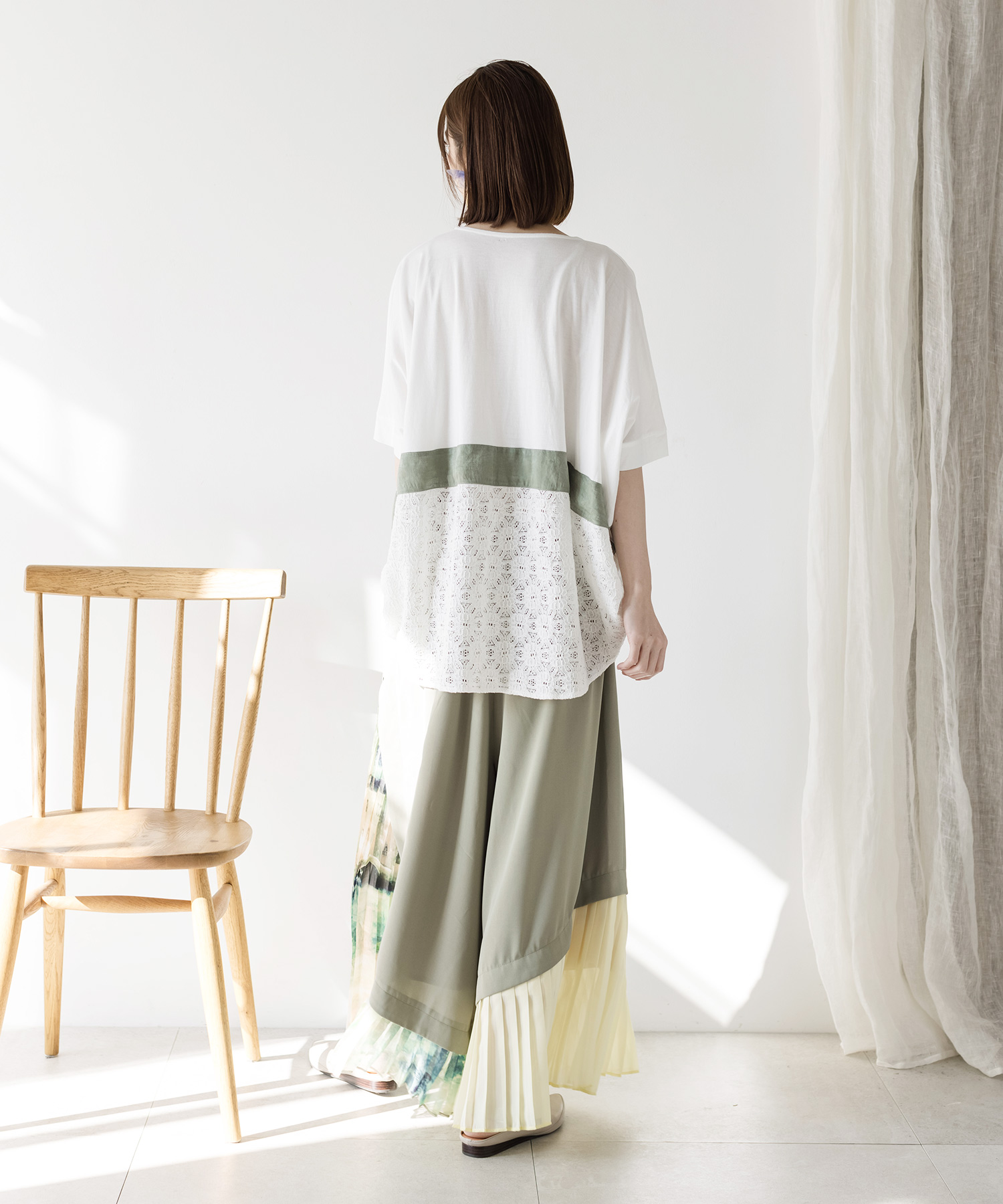 花蝶×海モチーフ刺繍異素材切替プルオーバー(504602712) | イズ