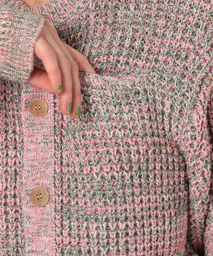 CABaN コットンカシミヤミックスワッフル クルーネックカーディガン