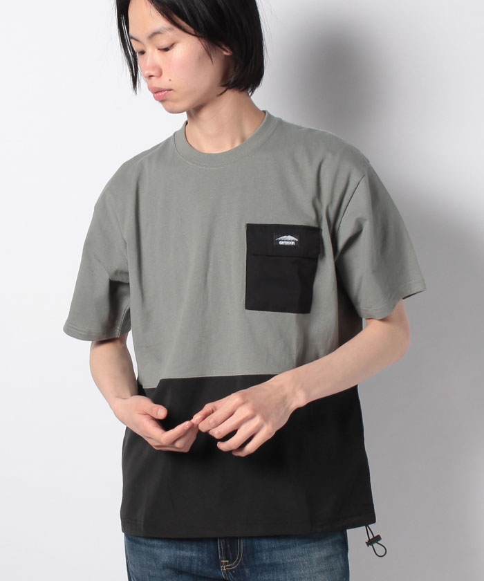 OUTDOORPRODUCTS】USAコットン 切替デザインTシャツ 胸ポケット