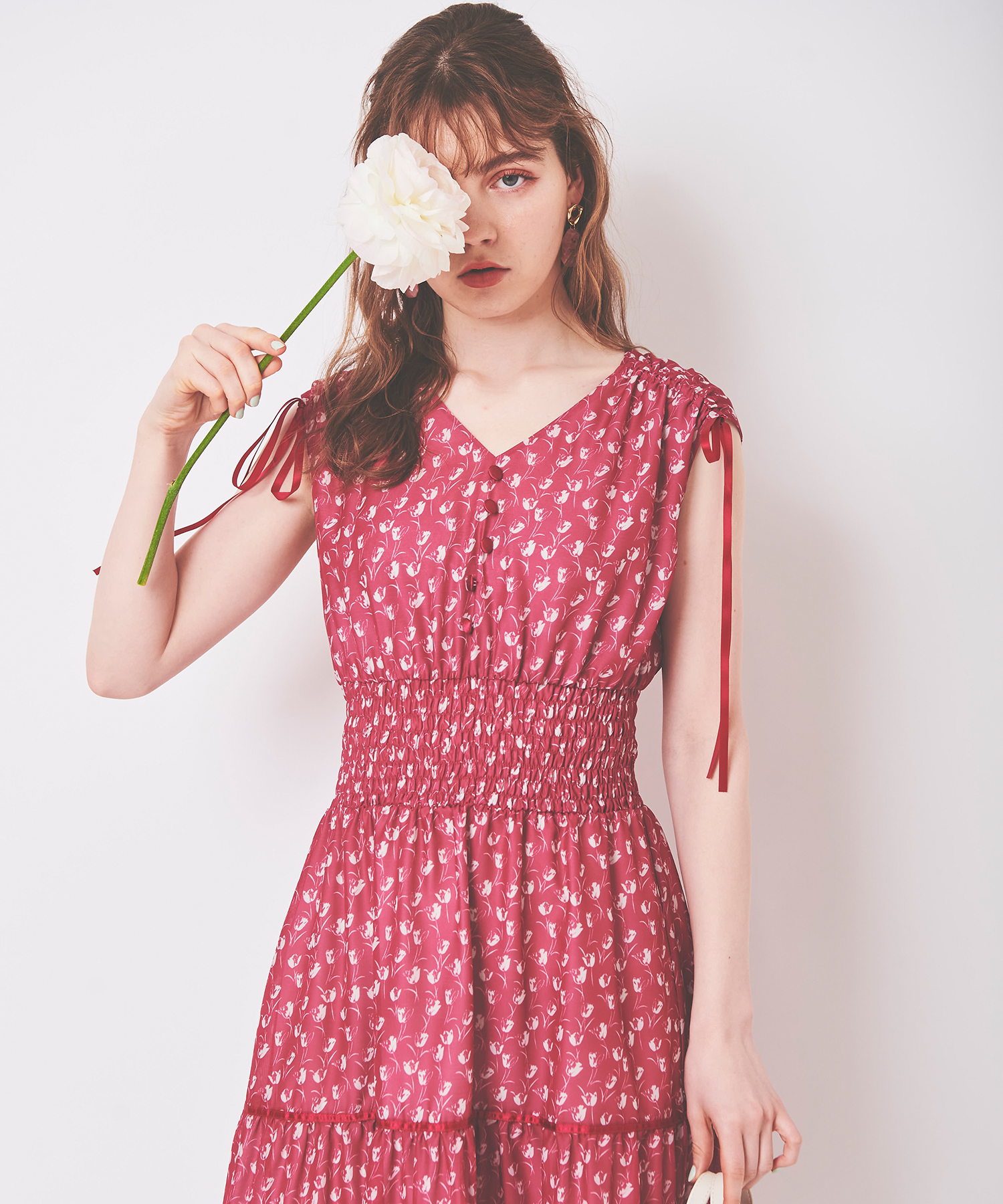 セール】【美人百花5月号掲載】花柄ティアードワンピース セール】【美人百花5月号掲載】花柄ティアードワンピース