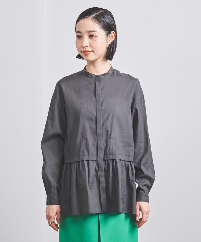 美品　UNITED ARROWSバンドカラー ペプラム シャツ2022モデル UNITED ARROWS＞バンドカラー ペプラム シャツ B