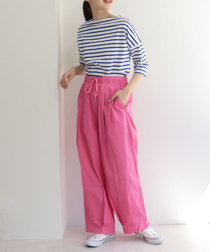 ORCIVAL/オーシバル】ドロップショルダーボーダーカットソー