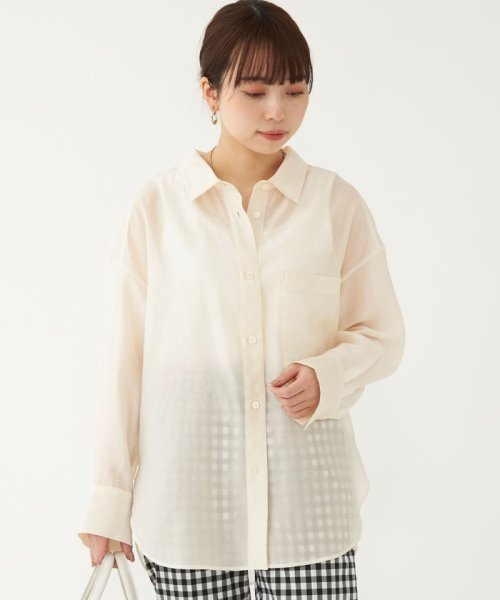 【WEB限定】［ XS /H148－155cm］シアー ローン オーバー シャツ