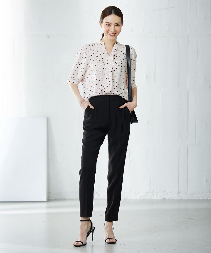 WEB限定カラーあり・洗える】Back Satin Amunzen キーネック