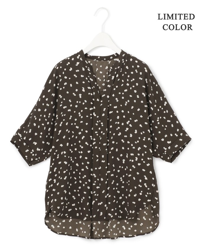 ICB✨【洗える】Back Satin Amunzen キーネックブラウス WEB限定カラーあり・洗える】Back Satin Amunzen キーネック