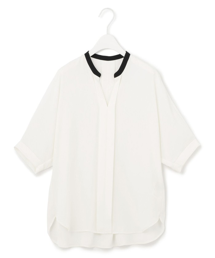 WEB限定カラーあり・洗える】Back Satin Amunzen キーネック
