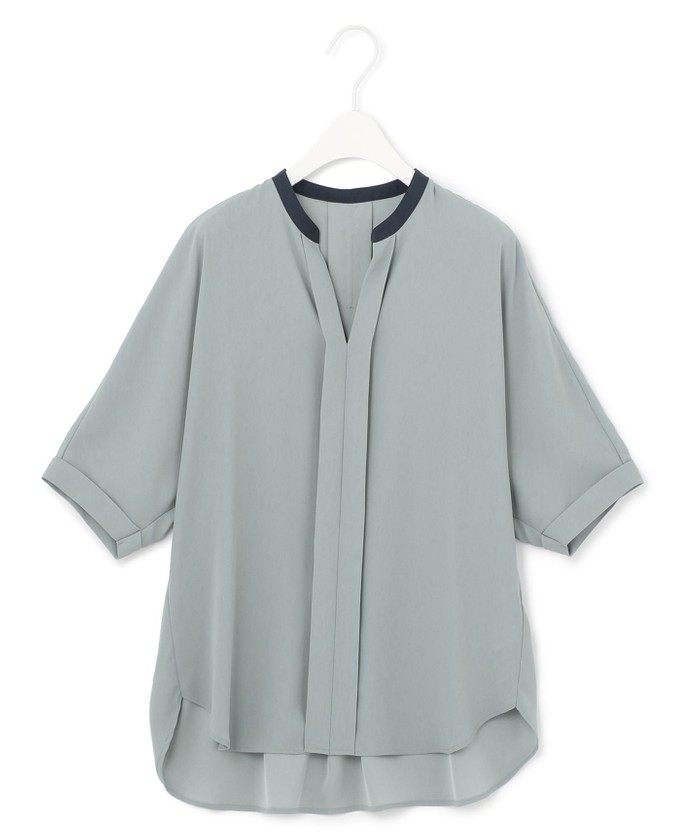 WEB限定カラーあり・洗える】Back Satin Amunzen キーネック