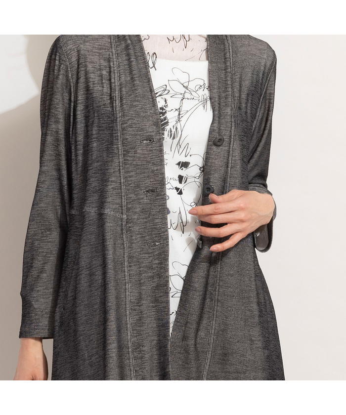 セール 50%OFF】ポリエステルレーヨン強撚ニットロングカーディガン