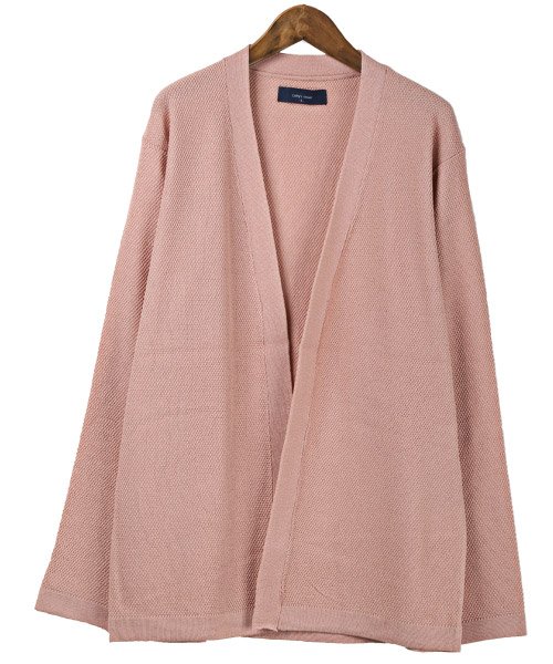 12g麻タッチ鹿の子編みボタンレスカーディガン カーディガン メンズ 麻タッチ ボタンレス 鹿の子編み ハイゲージ ラグスタイル Luxstyle D Fashion