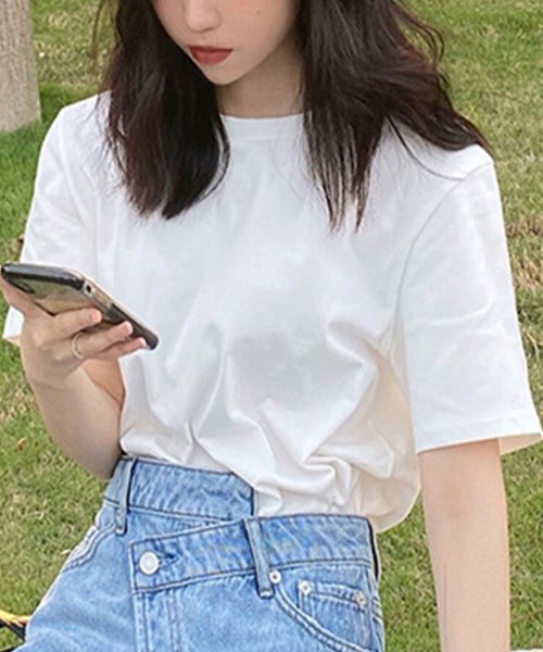 クーポン セール57 Off シンプル半袖tシャツ おしゃれ 可愛い シンプルデザイン ウエストイン 合わせやすい 無地 春 夏 秋 レディース アミュレット Amulet D Fashion