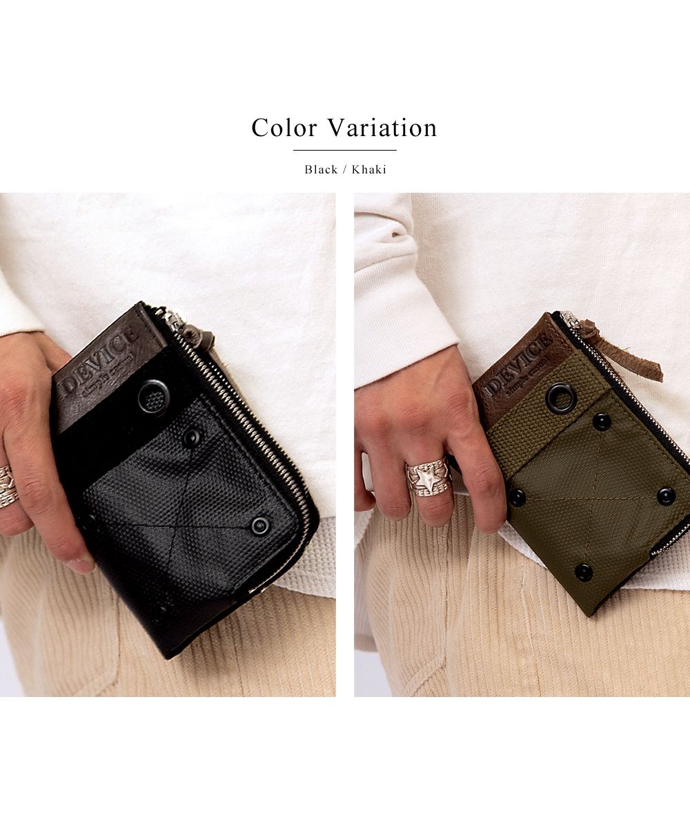 セール】DEVICE ミリタリー ダブルジップ 二つ折り財布(502795081 セール】DEVICE ミリタリー ダブルジップ 二つ折り財布(502795081