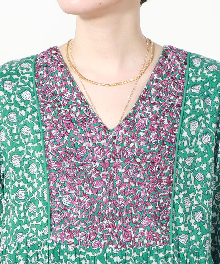 売約済ne Quittez pas DOBBY CHECK LEAF PRINT セール 30%OFF】【ne Quittez pas/ヌキテパ】DOBBY CHECK LEAF
