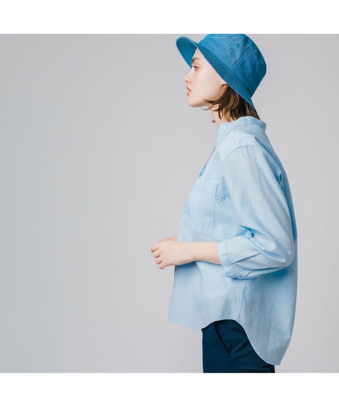 LACOSTE　リネンコットンスキッパーネックシャツ　ワニロゴ刺繍　size40 クーポン】【セール 30%OFF】ラコステ LACOSTE コットンリネン