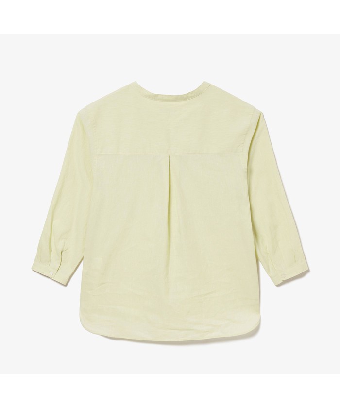 LACOSTE　リネンコットンスキッパーネックシャツ　ワニロゴ刺繍　size40 クーポン】【セール 30%OFF】ラコステ LACOSTE コットンリネン