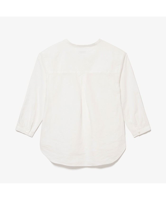 LACOSTE　リネンコットンスキッパーネックシャツ　ワニロゴ刺繍　size40 クーポン】【セール 30%OFF】ラコステ LACOSTE コットンリネン