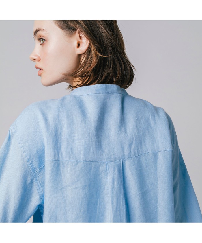 セール】ラコステ LACOSTE リネンスタンドカラーシャツ