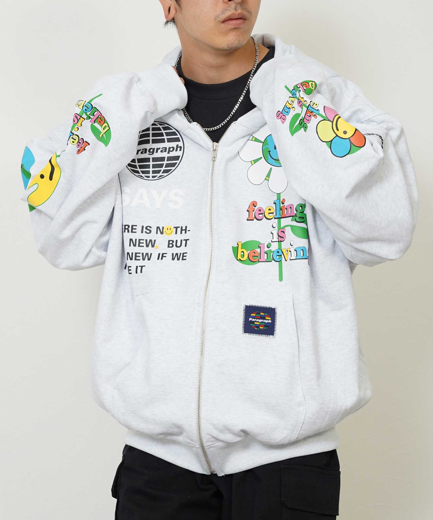 PARAGRAPH/パラグラフ】22SS020 SAY HAPPY HOOD ZIP UP