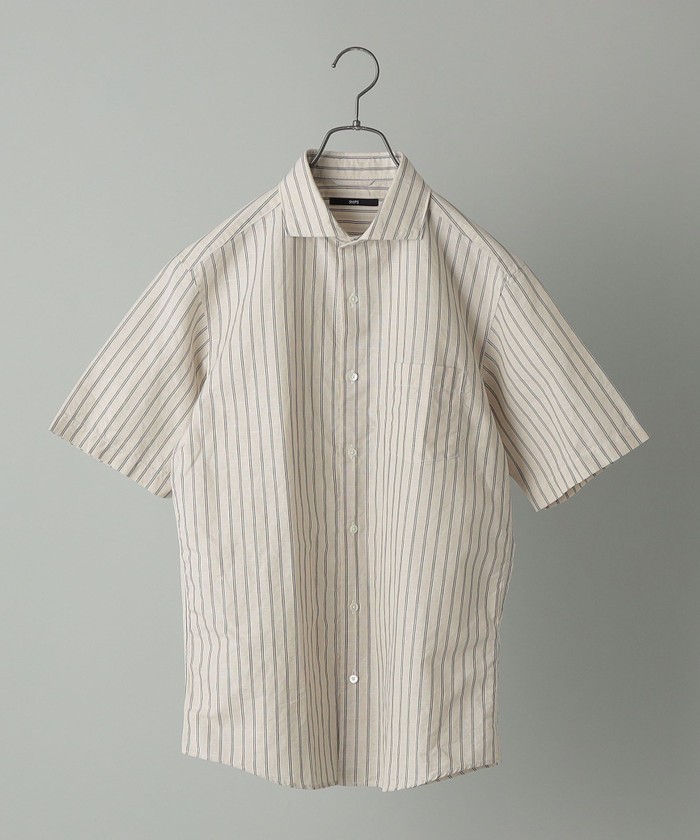 【美品】MHL. オーバーサイズ リネンコットン半袖シャツ ストライプ メンズL 美品】MHL. オーバーサイズ リネンコットン半袖シャツ