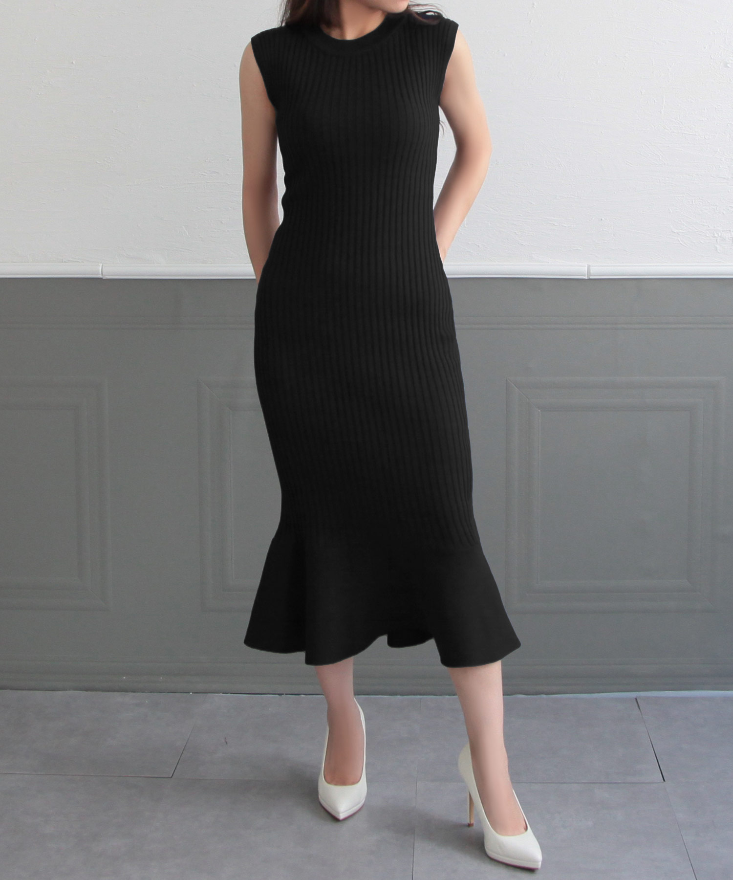 ジュリアブティック JULIA BOUTIQUE 2点セット・クロップド丈トップス×マーメイドニットワンピース/22639 （Black） ジュリアブティック JULIA BOUTIQUE 2点セット・クロップド丈