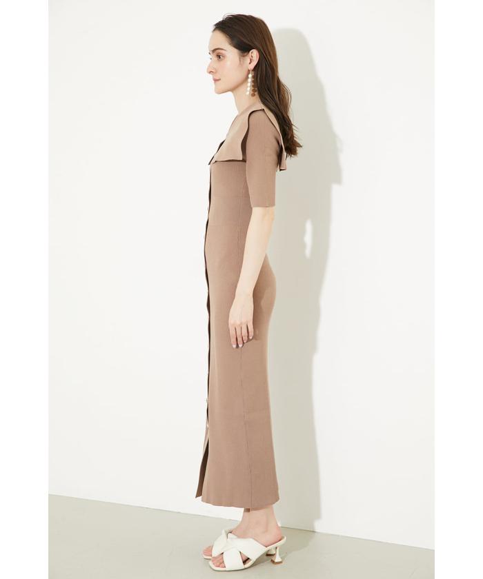 セール 50%OFF】バックボタンBigカラータイト2way Knit OP