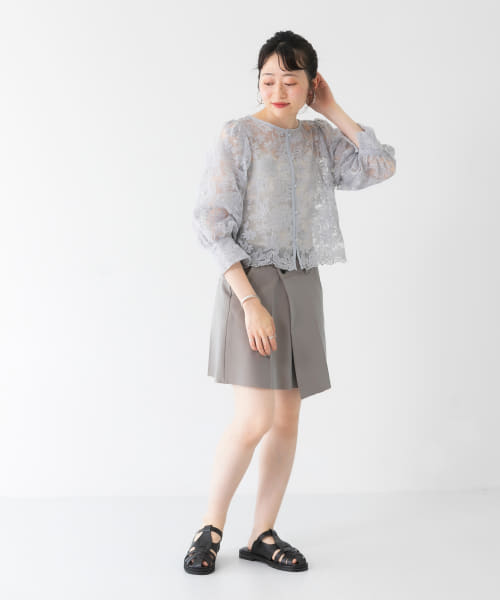クーポン】【セール 20%OFF】オーガンジーフラワークロップド