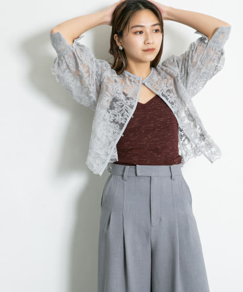 クーポン】【セール 20%OFF】オーガンジーフラワークロップド