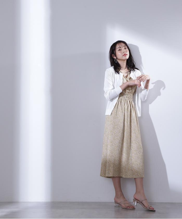 DABUWAWA 人気 キュート Vネック プリント ワンピース 洒落 シャーリングゴムVネックドットワンピース(505436351) | SWINGLE