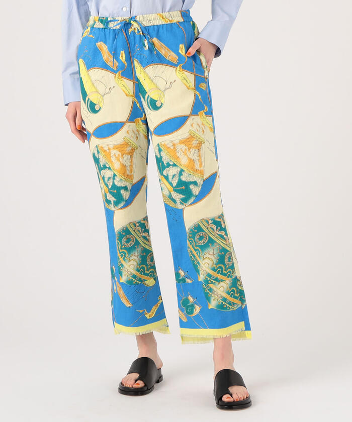 美品【別注】manipuri DES PRES 総柄 パンツ トゥモローランド セール】【別注】manipuri×DES PRES リネンコットン プリント