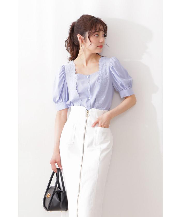 ROBEdeFLEURSデニムドレスフロントファスナー美品M XSサイズあり】センタージップデニムタイトミニキャバドレス(GL3246)