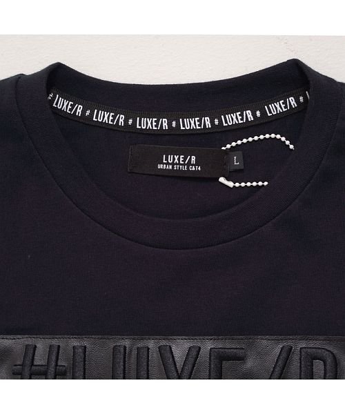 Luxe R 立体puレザーボックスロゴクルーネック半袖tシャツ メンズ ブランド カジュアル 大人 おしゃれ スポーツ クルーネック ロゴ カットソー 黒 白 エスビーセレクト Sb Select D Fashion