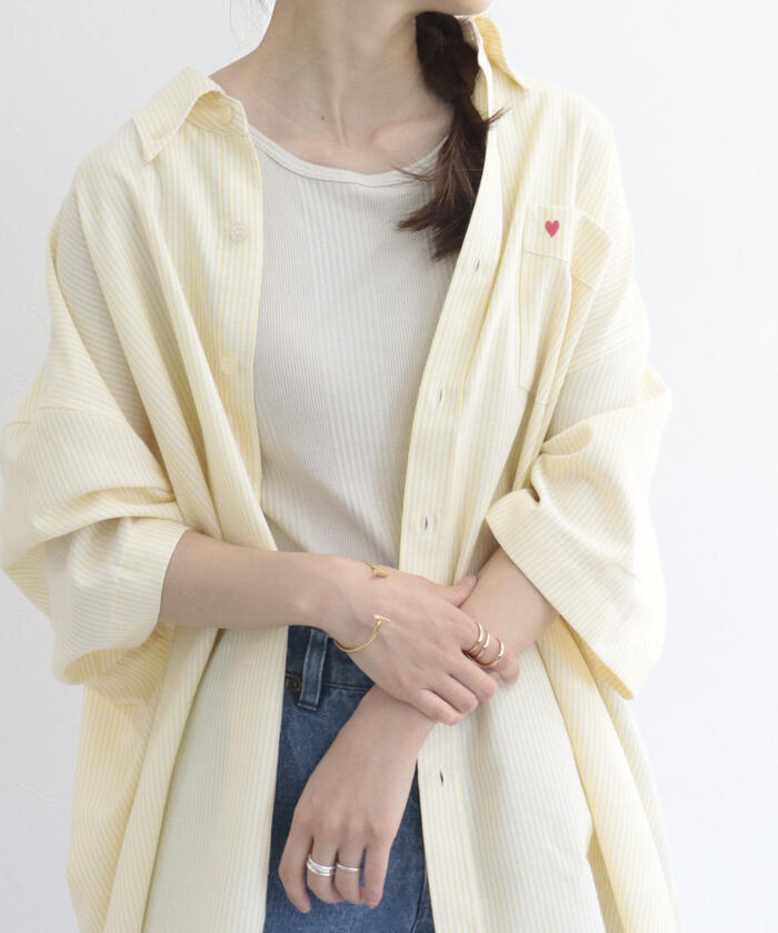 セール 30%OFF】【WEB限定カラーあり】ハート刺繍ストライプ
