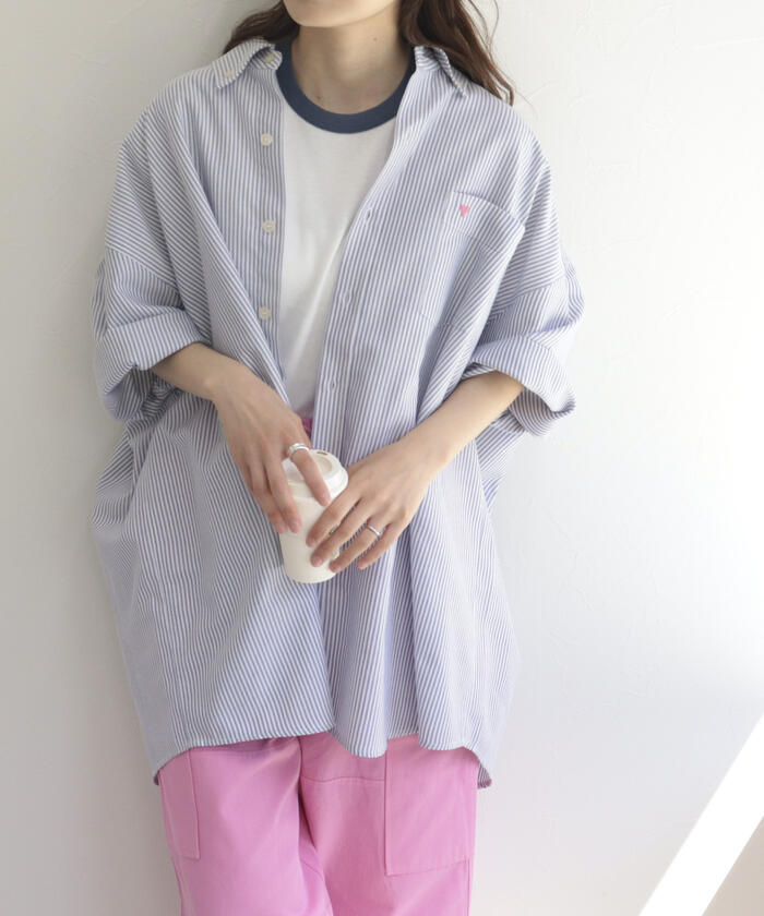 セール 30%OFF】【WEB限定カラーあり】ハート刺繍ストライプ