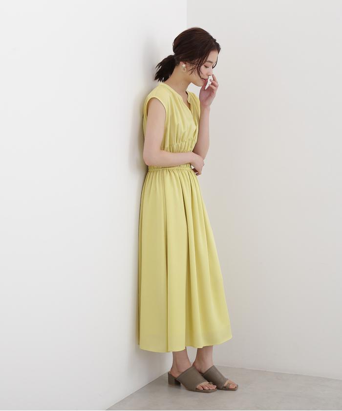 CHICWISH★前ボタンVネックシャーリングワンピース☆ Vネックシャーリングドットワンピース | レディースファッション