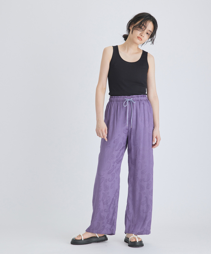 セール】【Sara mallika】RAYON PAISLEY JACQUARD EASY PANTS