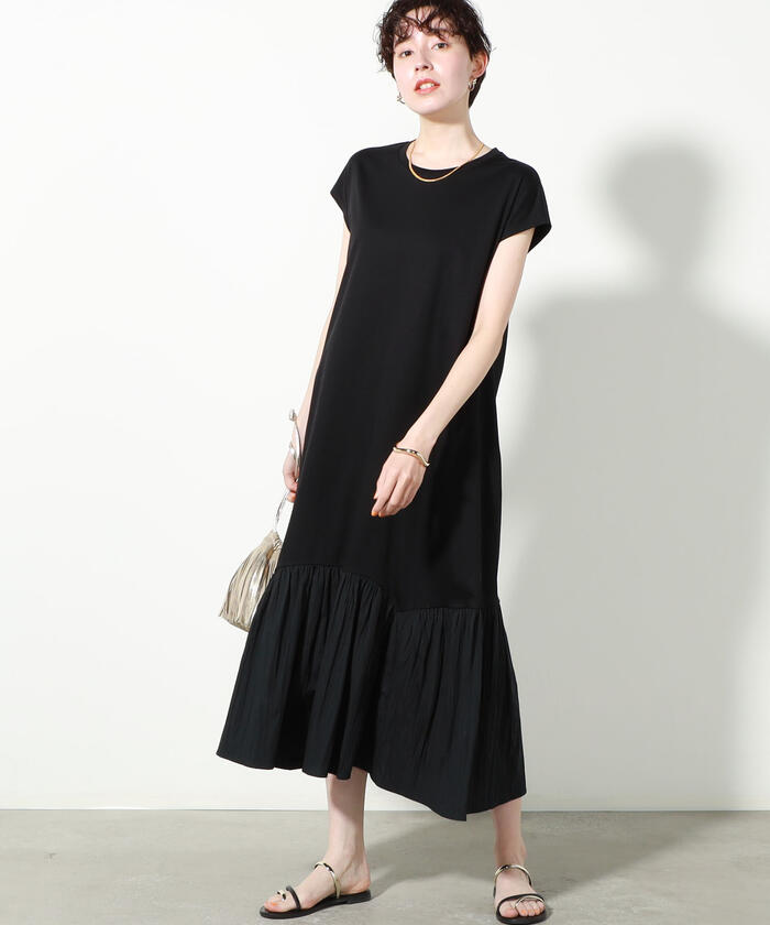 【未使用】NOLLEY’Sドット 切り替えワンピース 黒 定価¥15,400 NOLLEY'S（ノーリーズ）の「◇【WEB限定】リップルドット