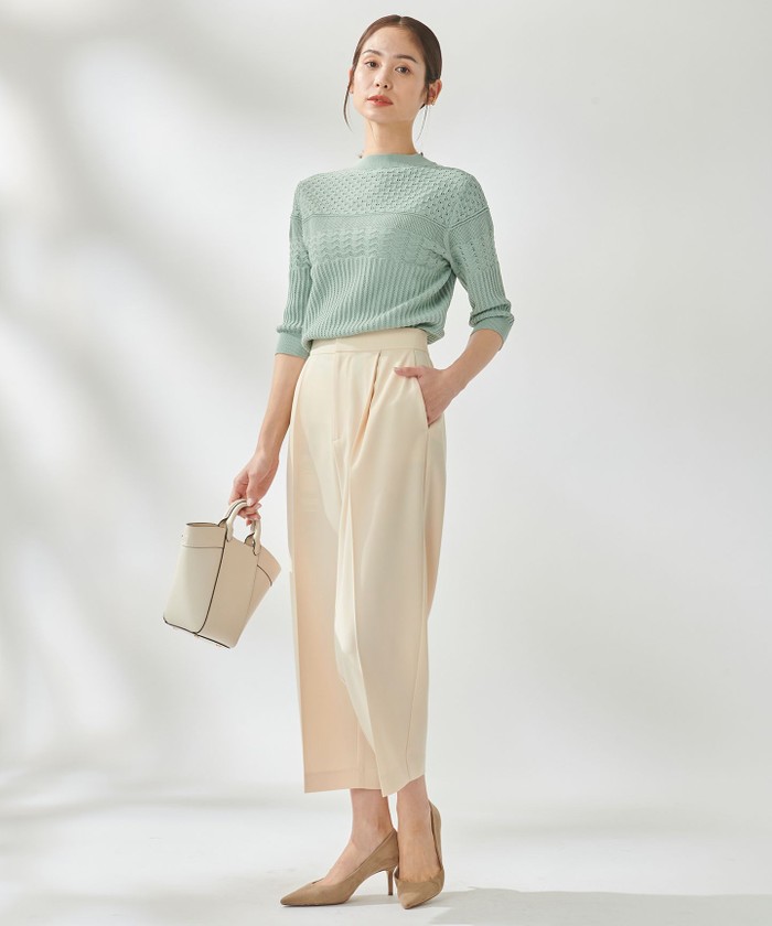 セール 40%OFF】【洗える】ライトツイルストレッチセミワイド パンツ