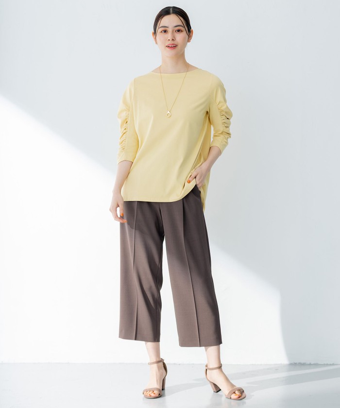 セール 40%OFF】【洗える】ライトツイルストレッチセミワイド パンツ
