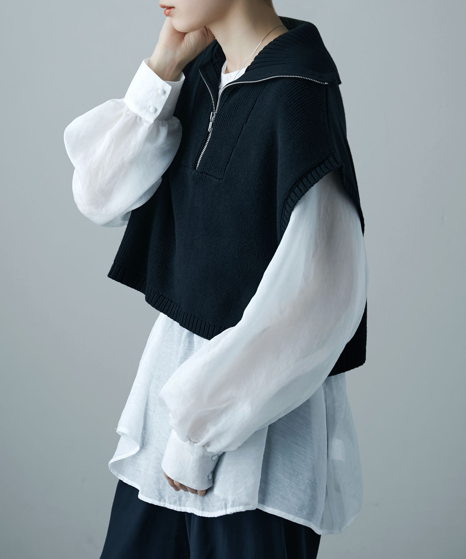 セール30%OFF】ハーフZIPショートニットベスト トップス ニット ...