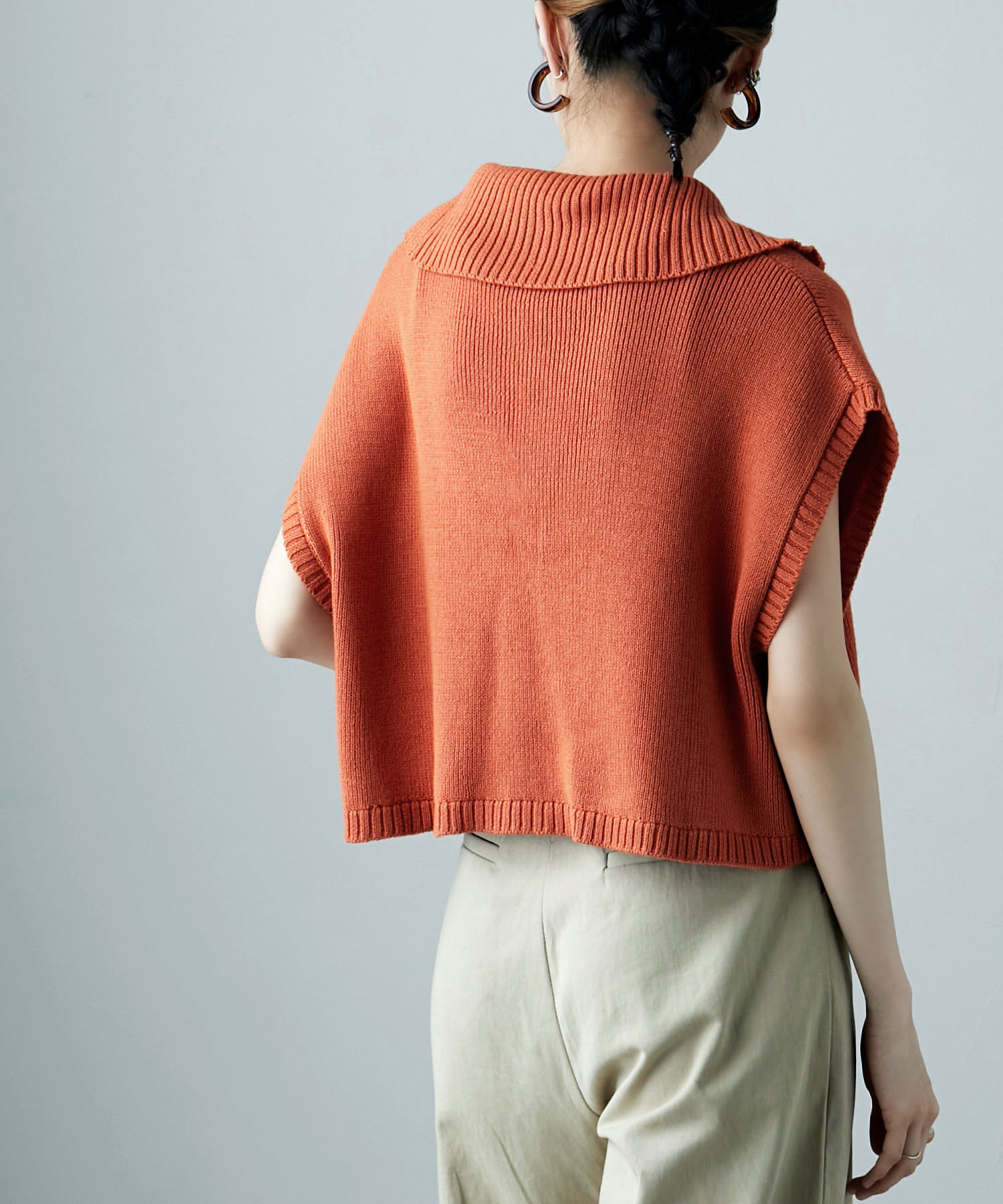 セール30%OFF】ハーフZIPショートニットベスト トップス ニット ...