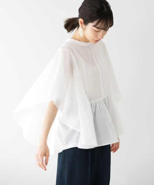 TWILL バタフライスリーブブラウスホワイト