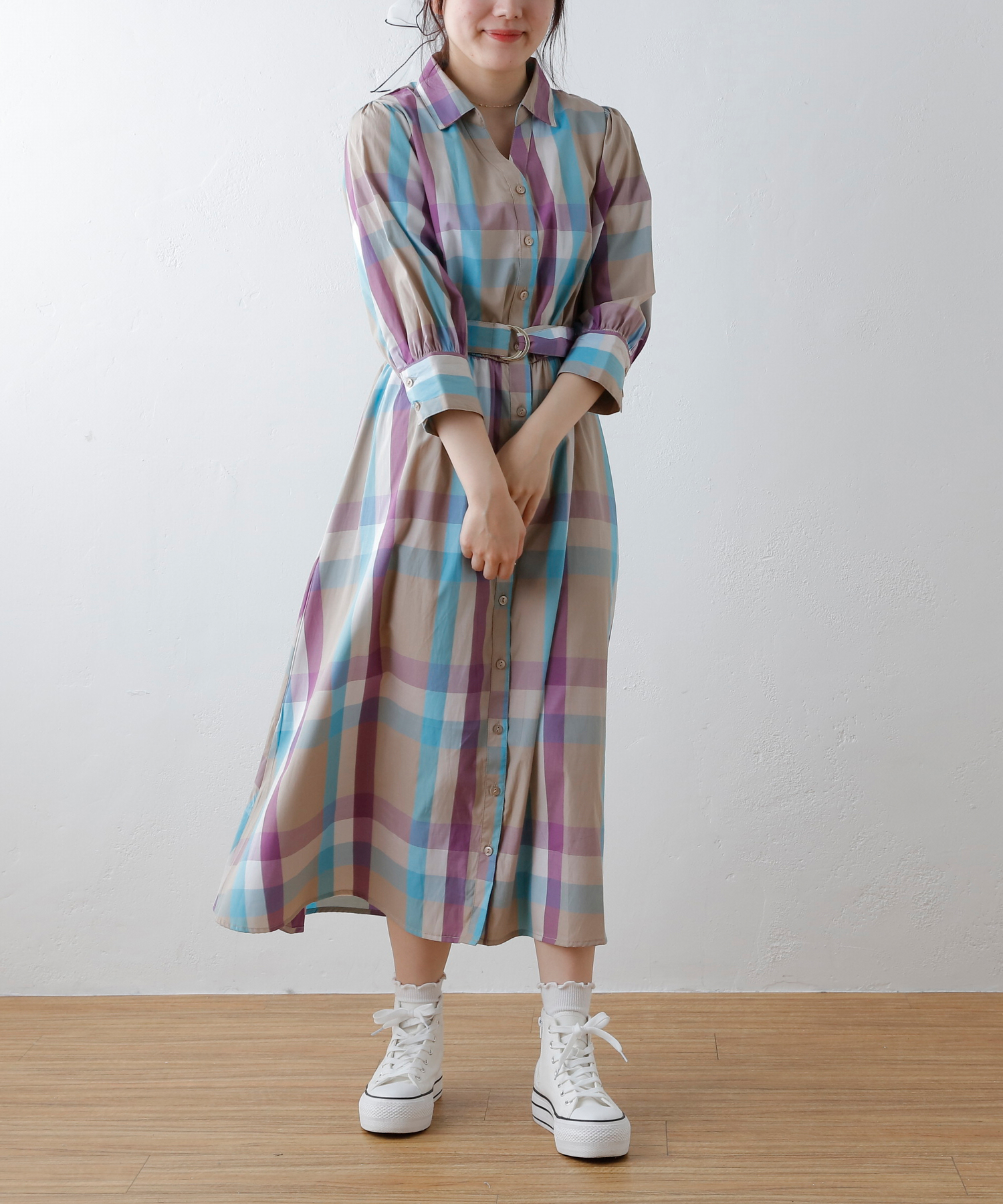 【DOLCE&GABBANA】シルクツイル ミディ シャツワンピース Striped silk shirt dress in multicoloured - Dolce Gabbana