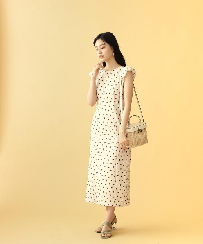DOLCE&GABBANA オフショルダー ポルカドット ティアード