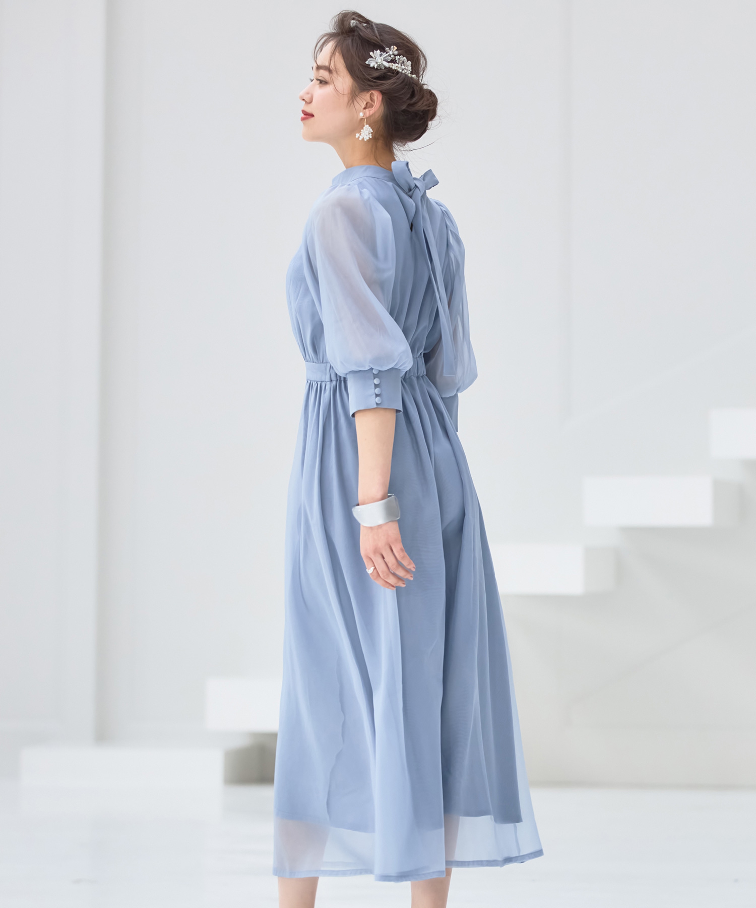 ドレスプラス　ワンピース　オーガンジー　結婚式　フォーマル　ブラック　フレア　M セール40%OFF】ドレスプラス DRESS+ ワンピース オーガンジー